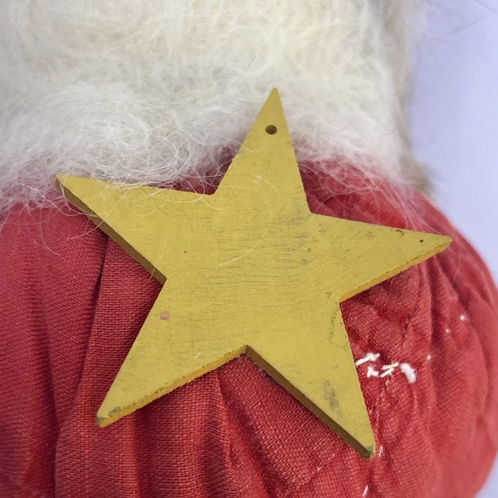 Vintage Quilted Santa Claus‎ Bean Bag Bottom Fur Hat Handmade 6